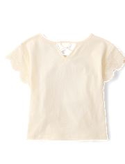 Girls Hello KittyÂ® And Friends Rhinestone Eyelet Flutter Top