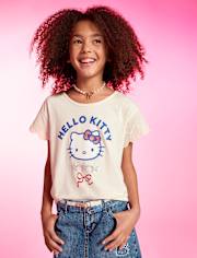Girls Hello KittyÂ® And Friends Rhinestone Eyelet Flutter Top