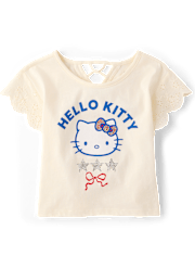 Girls Hello KittyÂ® And Friends Rhinestone Eyelet Flutter Top