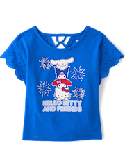 Girls Hello Kitty® And Friends Rhinestone Eyelet Flutter Top