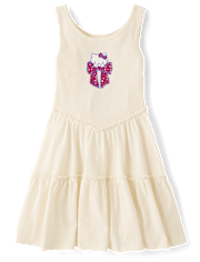 Girls Hello Kitty® Bow Ribbed V-Waist Dress
