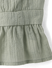 Girls Tie Shoulder Textured Tank Top