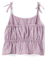 Girls Tie Shoulder Textured Tank Top