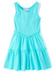 Girls Ribbed Tiered V-Waist Dress