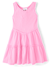 Girls Ribbed Tiered V-Waist Dress