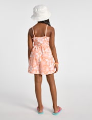 Girls Print V-Waist Romper