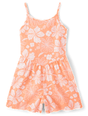 Girls Print V-Waist Romper