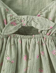 Girls Floral Textured Bow Back Top