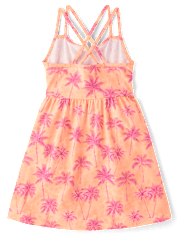 Girls Print Cross Back Dress
