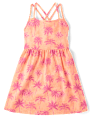 Girls Print Cross Back Dress