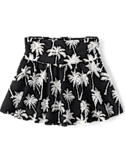 Girls Print High Rise Ruched Skort
