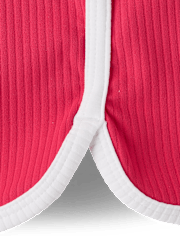 Short cycliste côtelé taille haute pour filles avec motif dauphin