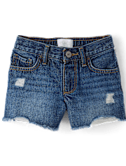 Girls Ripped Shortie Jean Shorts