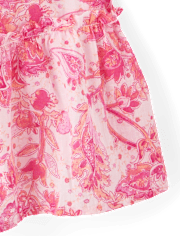 Girls Print Textured Bow Shoulder Dress