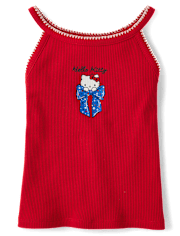 Girls Hello Kitty® Bow High Neck Ribbed Tank Top
