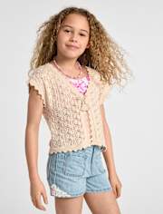 Girls Scalloped Crochet Shrug