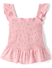 Girls Floral Ruffle Peplum Top