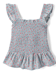 Girls Floral Ruffle Peplum Top