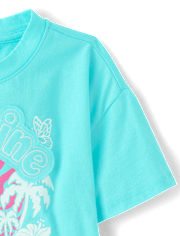 Haut court de vacances à appliqués pour filles
