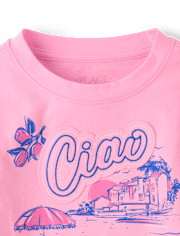Girls Applique Vacation Top