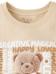 Girls Teddy Bear Graphic Tee