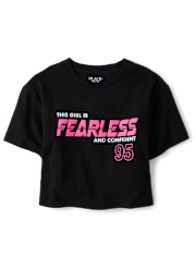 T-shirt graphique court décontracté pour filles sans peur