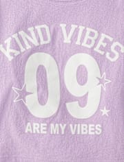 T-shirt graphique court et décontracté Girls Kind Vibes