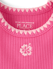 Baby And Toddler Girls Embroidered Icon Ribbed Tank Top