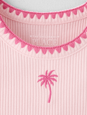 Baby And Toddler Girls Embroidered Icon Ribbed Tank Top