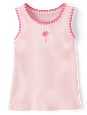 Baby And Toddler Girls Embroidered Icon Ribbed Tank Top