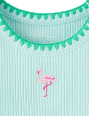 Baby And Toddler Girls Embroidered Icon Ribbed Tank Top