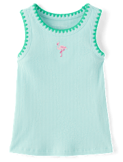 Baby And Toddler Girls Embroidered Icon Ribbed Tank Top