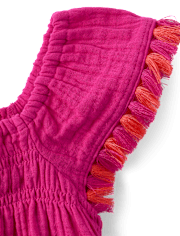 Toddler Girls Tassel Gauze Flutter Top