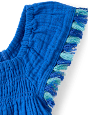 Toddler Girls Tassel Gauze Flutter Top