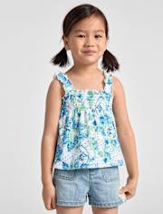 Débardeur à smocks à motifs cachemire pour petites filles
