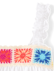 Débardeur à volants en crochet pour petites filles