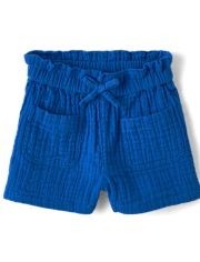 Baby And Toddler Girls Gauze Paperbag Waist Shorts
