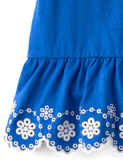 Ensemble 2 pièces brodé à œillets pour petites filles