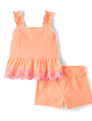 Toddler Girls Embroidered Eyelet 2-Piece Outfit Set