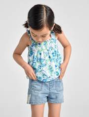 Baby And Toddler Girls Crochet Shortie Jean Shorts