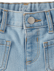 Baby And Toddler Girls Crochet Shortie Jean Shorts