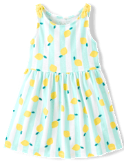 Robe imprimée à bretelles nouées pour bébés et petites filles