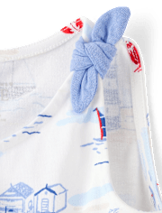 Robe imprimée à bretelles nouées pour bébés et petites filles