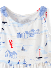 Robe imprimée à bretelles nouées pour bébés et petites filles