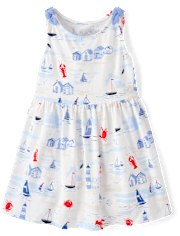 Robe imprimée à bretelles nouées pour bébés et petites filles