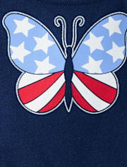 Baby And Toddler Girls Glitter Americana Butterfly Tie Shoulder Dress