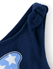 Baby And Toddler Girls Glitter Americana Butterfly Tie Shoulder Dress