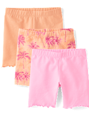 Toddler Girls Palm Tree Lettuce Bike Shorts 3-Pack
