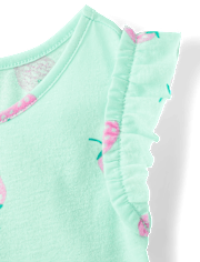 Toddler Girls Puff Print Fruit Ruffle Tank Top 3-Pack