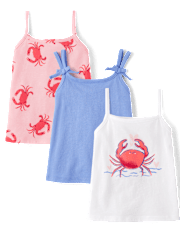 Toddler Girls Crab Tank Top 3-Pack